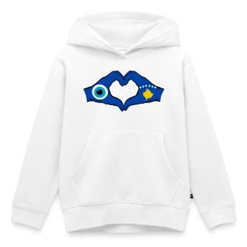 Kosovo Nazar Flagge Hände Herzform used - Kinder Premium Organic Hoodie - Weiß - Vorne - AI Model Kid Female (0cm)