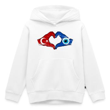 Türkei Nazar Flagge_Hände Herzform used - Kinder Premium Organic Hoodie - Weiß - Vorne - AI Model Kid Female (0cm)