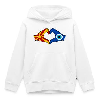 Mazedonien Nazar Flagge Hände Herzform - Kinder Premium Organic Hoodie - Weiß - Vorne - AI Model Kid Female (0cm)