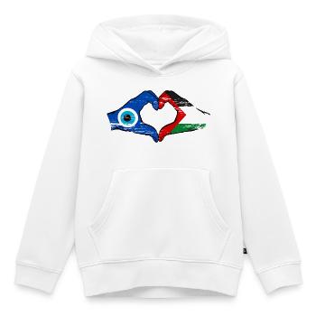 Palästina Nazar Flagge Hände Herzform used - Kinder Premium Organic Hoodie - Weiß - Vorne - AI Model Kid Female (0cm)