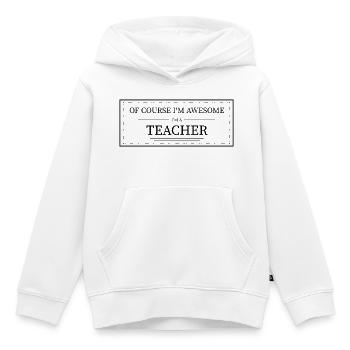Prof - Sweat Premium à capuche enfant bio - blanc - Devant - AI Model Kid Female (0cm)