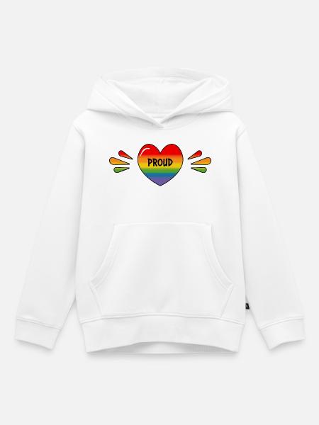Regenbogen LGBT Stolzes Herz - Kinder Premium Organic Hoodie - Weiß