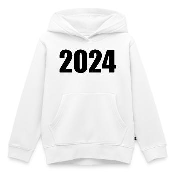 2024 blanc Nouvel An Nouvel An noir - Sweat Premium à capuche enfant bio - blanc - Devant - AI Model Kid Female (0cm)