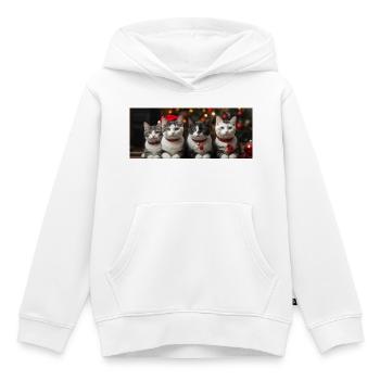 Chaton de Noël - Sweat Premium à capuche enfant bio - blanc - Devant - AI Model Kid Female (0cm)