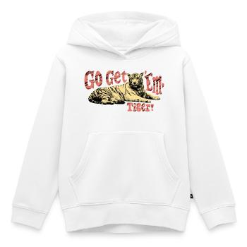 Go Get 'Em, Tiger! – Motivational Tiger - Kids Premium Organic Hoodie - white - Front - AI Model Kid Female (0cm)
