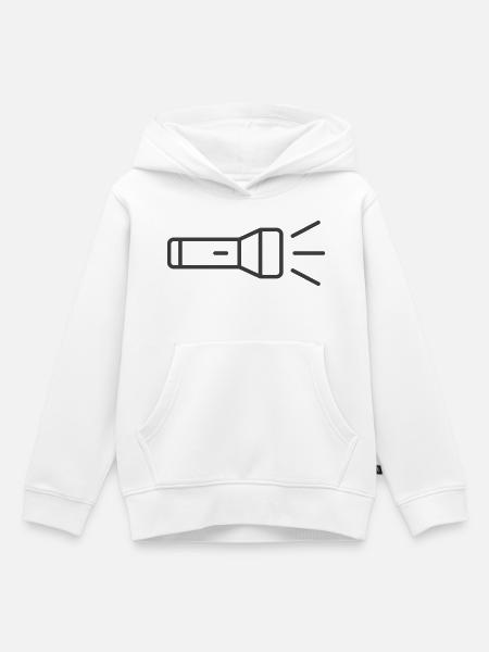 Taschenlampen-Linien-Symbol - Kinder Premium Organic Hoodie - Weiß