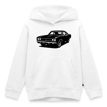 Muscle Car - Sweat Premium à capuche enfant bio - blanc - Devant - AI Model Kid Female (0cm)