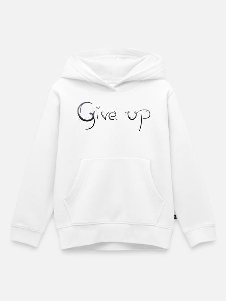 Give Up Herz Schriftzug - Kinder Premium Organic Hoodie - Weiß