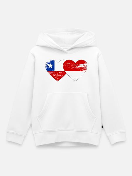 Chile Polen Flagge Herz used - Kinder Premium Organic Hoodie - Weiß