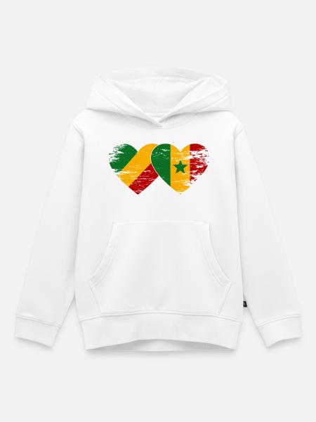 Kongo Senegal Flagge used - Kinder Premium Organic Hoodie - Weiß