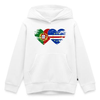 Portugal Cape Verde Flag Heart Used - Kids Premium Organic Hoodie - white - Front - AI Model Kid Female (0cm)