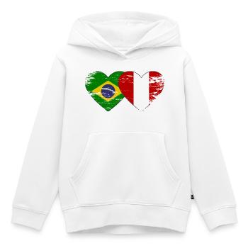 Brasilien Peru Flagge Hände Herzform used - Kinder Premium Organic Hoodie - Weiß - Vorne - AI Model Kid Female (0cm)