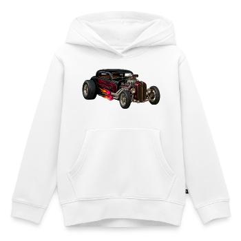 Flammenhotrod mit Chrommotor - Kinder Premium Organic Hoodie - Weiß - Vorne - AI Model Kid Female (0cm)