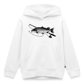 Karpfen Fisch angeln mit Rute Petri Heil - Kinder Premium Organic Hoodie - Weiß - Vorne - AI Model Kid Female (0cm)