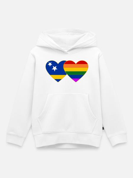 Curacao Regenbogen Flagge Herz - Kinder Premium Organic Hoodie - Weiß