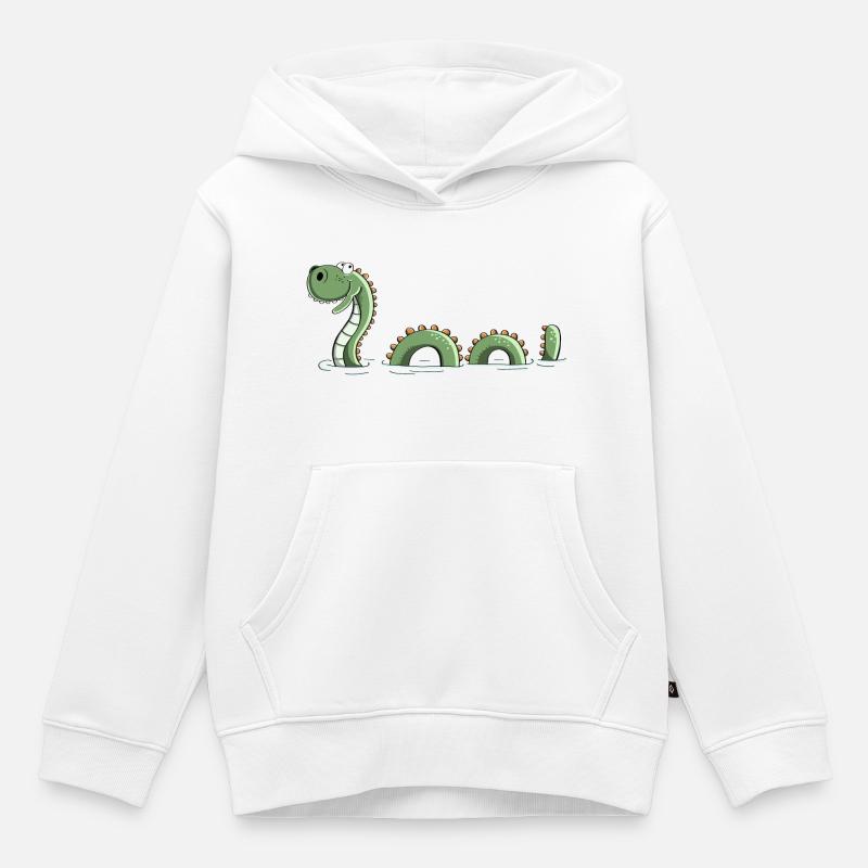 Monstre de mer drôle - Monster - Nessie - Comic - Sweat Premium à capuche enfant bio - blanc
