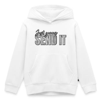 Je vais juste l’envoyer - Sweat Premium à capuche enfant bio - blanc - Devant - AI Model Kid Female (0cm)