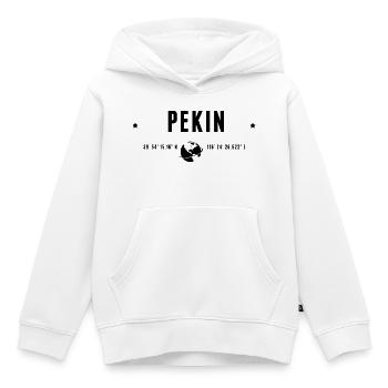 Pékin Coordonnées Géographiques Stylisées - Sweat Premium à capuche enfant bio - blanc - Devant - AI Model Kid Female (0cm)