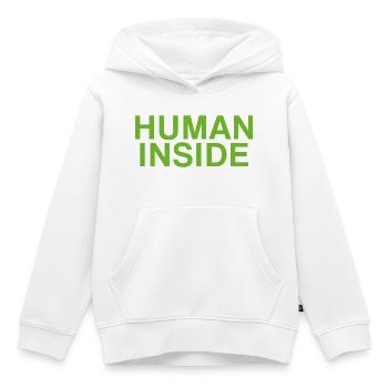 CONCEPTION DE TEXTE HUMAN INSIDE - Sweat Premium à capuche enfant bio - blanc - Devant - AI Model Kid Female (0cm)
