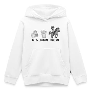 Kita Essen Reiten Motive Pferd - Kinder Premium Organic Hoodie - Weiß - Vorne - AI Model Kid Female (0cm)