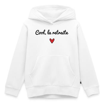 RETRAITE. RETRAITE. RETRAITEE. RETRAITE - Sweat Premium à capuche enfant bio - blanc - Devant - AI Model Kid Female (0cm)