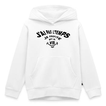 Je n'ai pas le temps je profite de la vie! - Sweat Premium à capuche enfant bio - blanc - Devant - AI Model Kid Female (0cm)
