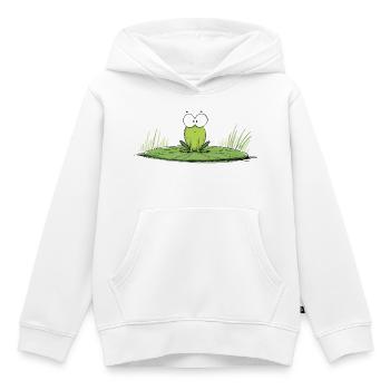 Grenouille sur nénuphar - Sweat Premium à capuche enfant bio - blanc - Devant - AI Model Kid Female (0cm)