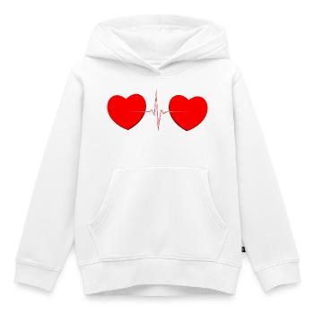 Two Hearts Heartbeat Lifeline – Romantic Red Tee - Kids Premium Organic Hoodie - white - Front - AI Model Kid Female (0cm)