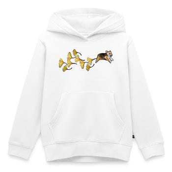 Sentier des Corgi du Jardin des Ginkgos - Sweat Premium à capuche enfant bio - blanc - Devant - AI Model Kid Female (0cm)