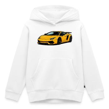 Speedster Supercar jaune - Sweat Premium à capuche enfant bio - blanc - Devant - AI Model Kid Female (0cm)
