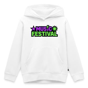 Graphique de lettrage pour festivals de musique - Sweat Premium à capuche enfant bio - blanc - Devant - AI Model Kid Female (0cm)