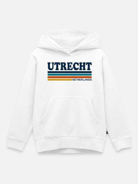Utrecht Niederlande Retro-Streifen - Kinder Premium Organic Hoodie - Weiß