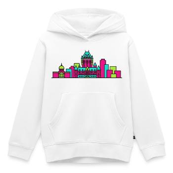 Château de la Skyline de Québec Frontenac Art - Sweat Premium à capuche enfant bio - blanc - Devant - AI Model Kid Female (0cm)