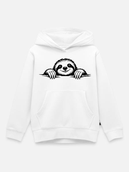 Faultier in chilliger Pose - Kinder Premium Organic Hoodie - Weiß