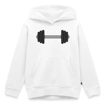 Haltère - Sweat Premium à capuche enfant bio - blanc - Devant - AI Model Kid Female (0cm)