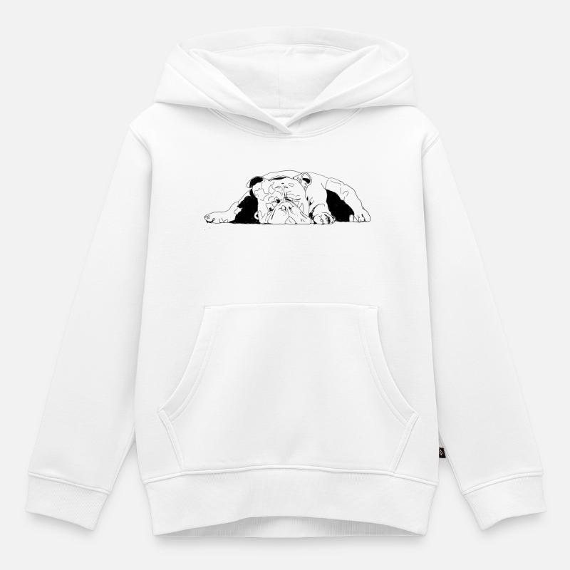 Bouledogue - Sweat Premium à capuche enfant bio - blanc