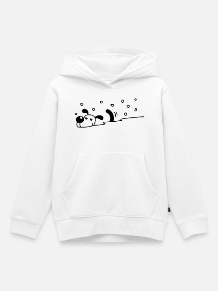 Niedlicher Hund im Schnee - Kinder Premium Organic Hoodie - Weiß