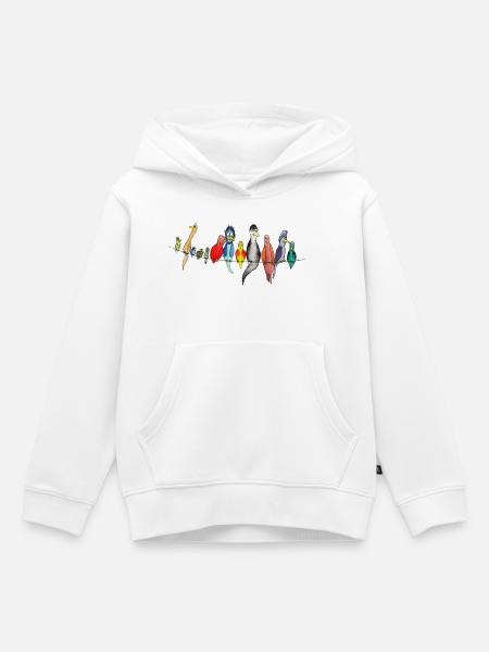 Bunte Vögel auf der Leine - Kinder Premium Organic Hoodie - Weiß