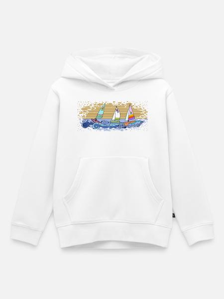 Segelboote - Kinder Premium Organic Hoodie - Weiß