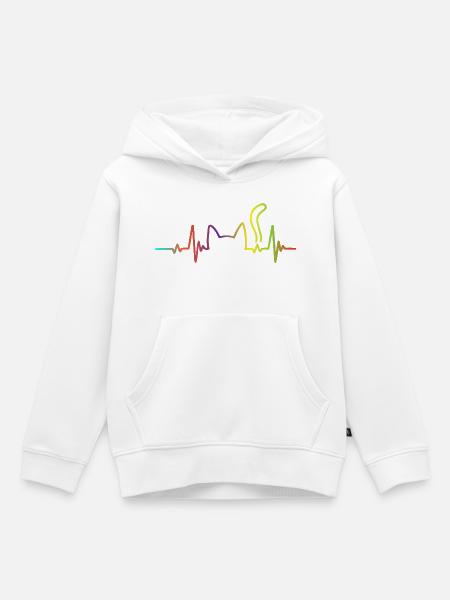 Regenbogen Herzschlag Hund - Kinder Premium Organic Hoodie - Weiß