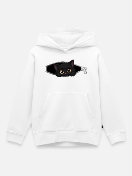 Süßes Kätzchen Reißverschluss Katze - Kinder Premium Organic Hoodie - Weiß