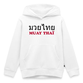 Muay Thai - Sweat Premium à capuche enfant bio - blanc - Devant - AI Model Kid Female (0cm)