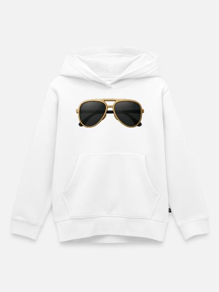 Goldene Pilotenbrille im Retro-Design - Kinder Premium Organic Hoodie - Weiß