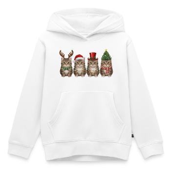 Getigerte Katze Weihnachtsmann Weihnachten  - Kinder Premium Organic Hoodie - Weiß - Vorne - AI Model Kid Female (0cm)