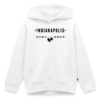 Indianapolis, Indiana, coordonnées GPS : Globe - Sweat Premium à capuche enfant bio - blanc - Devant - AI Model Kid Female (0cm)