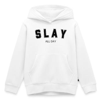 Maillot SLAY - Sweat Premium à capuche enfant bio - blanc - Devant - AI Model Kid Female (0cm)