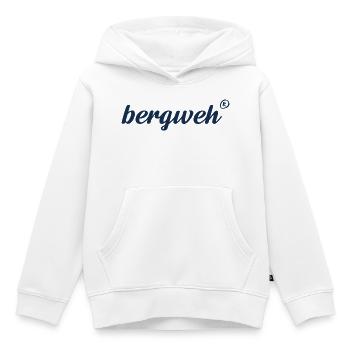 bergweh® Schriftzug dunkelblau - Exklusiv - Kinder Premium Organic Hoodie - Weiß - Vorne - AI Model Kid Female (0cm)