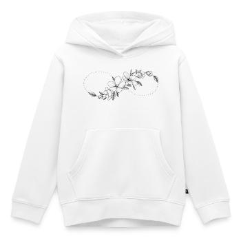 Blumige Kirschblüte und Unendlichkeitszeichen. - Kinder Premium Organic Hoodie - Weiß - Vorne - AI Model Kid Female (0cm)