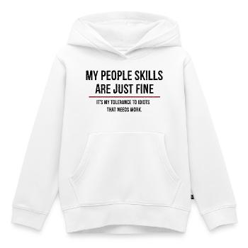 Meine sozialen Fähigkeiten sind in Ordnung - Kinder Premium Organic Hoodie - Weiß - Vorne - AI Model Kid Female (0cm)