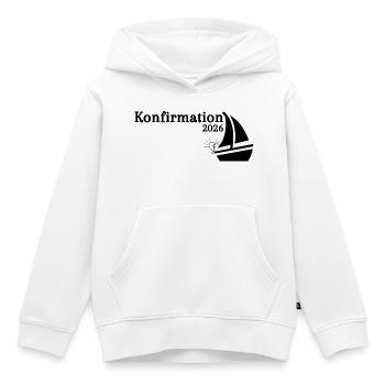 Confirmation 2026 Horizon Ship Cross Anchor Heart - Sweat Premium à capuche enfant bio - blanc - Devant - AI Model Kid Female (0cm)